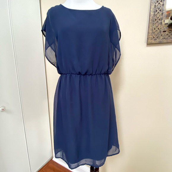 CHARMING CHARLIE NAVY BLUE DRESS MINI SMALL CHIFFON - Picture 7 of 11